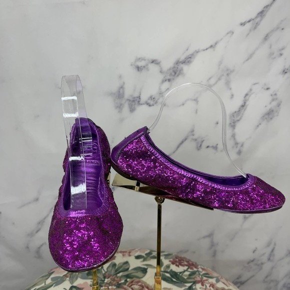 Tory Burch | Glitter Eddie Ballet Flats - Picture 8 of 11